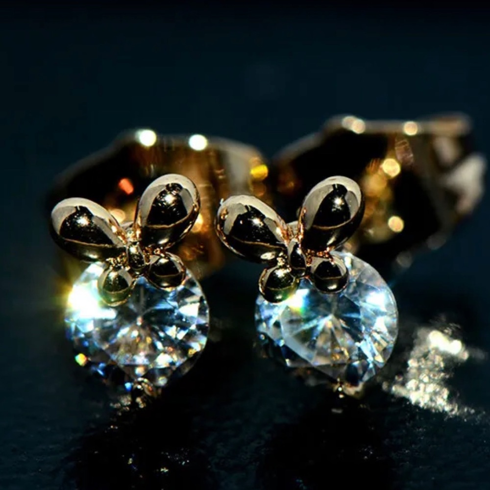 Small Gold Stud Earrings Crystal